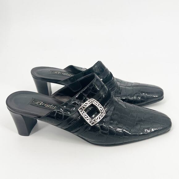 Vintage Brighton Tudor Black Italian Slip-On Mule Heels Size 7 - Picture 6 of 6